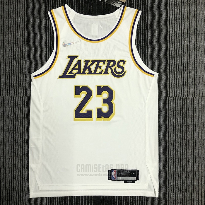 Camiseta Los Angeles Lakers LeBron James #23 Association Autentico Blanco